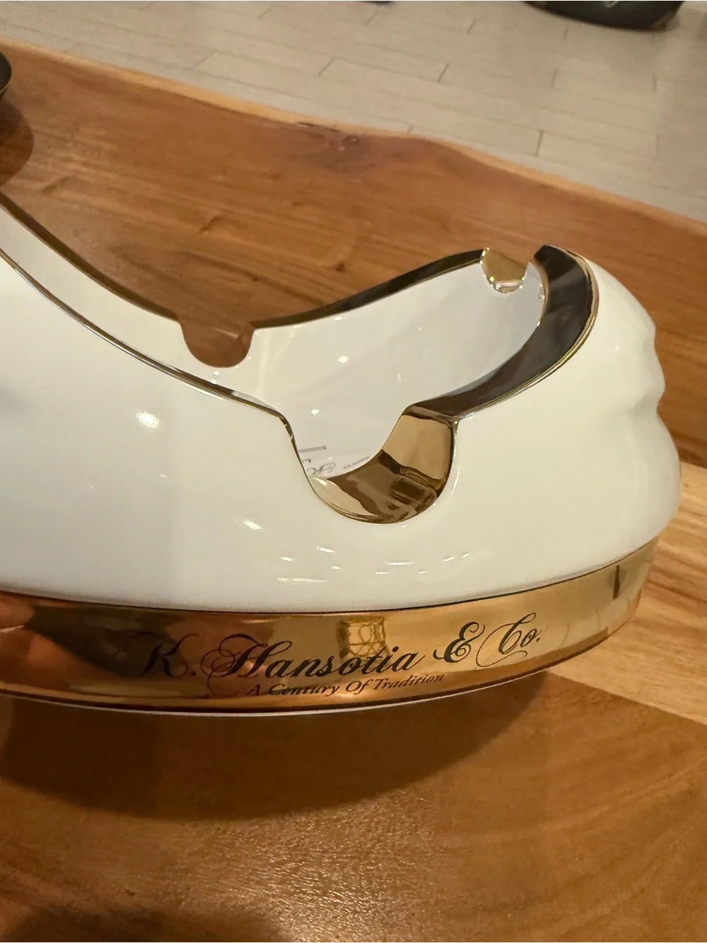 Gurkha Limited Edition White & Gold Ashtray by K. Hansotia & Comp.